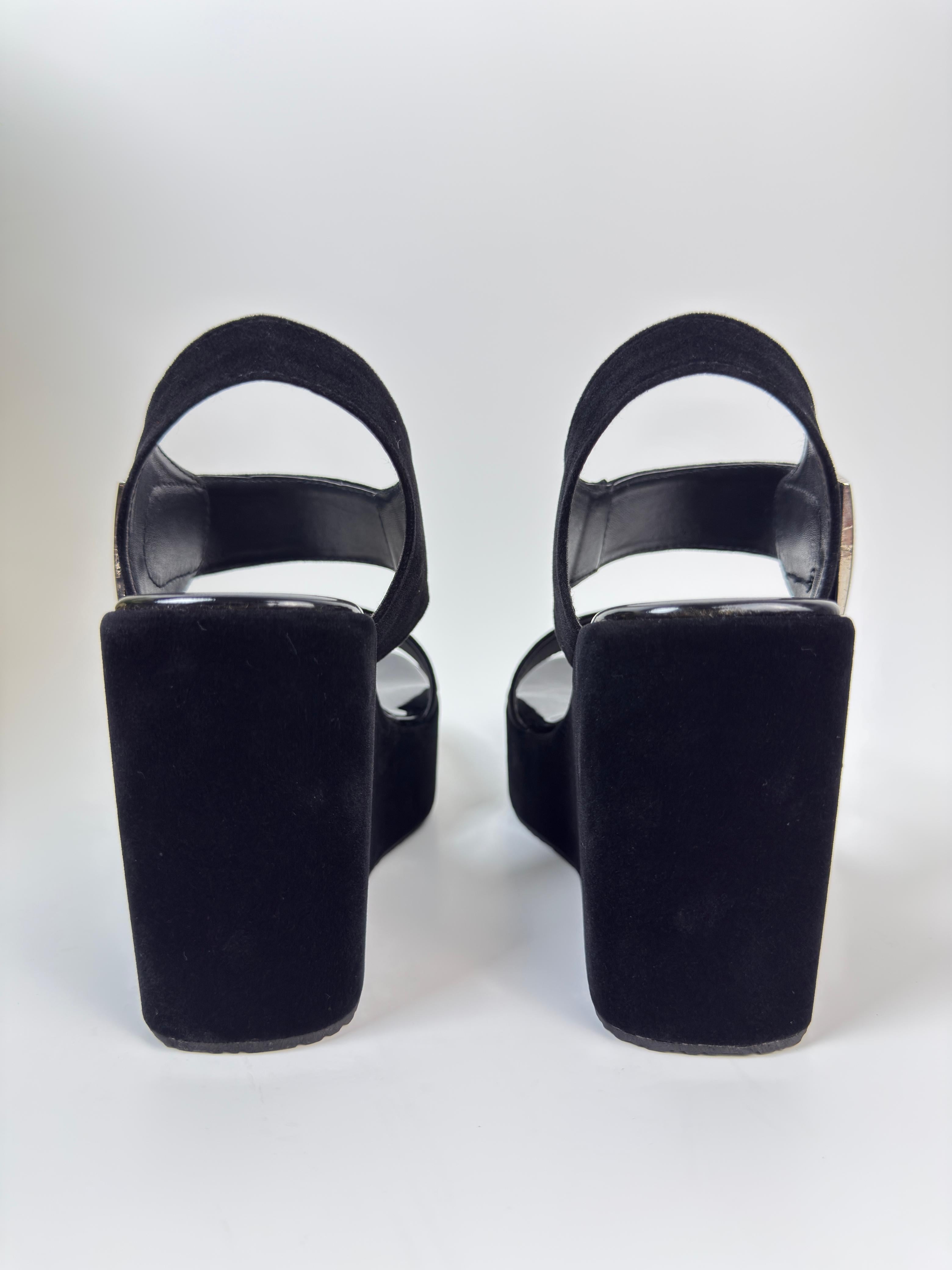 Black Platform Velvet Sandals