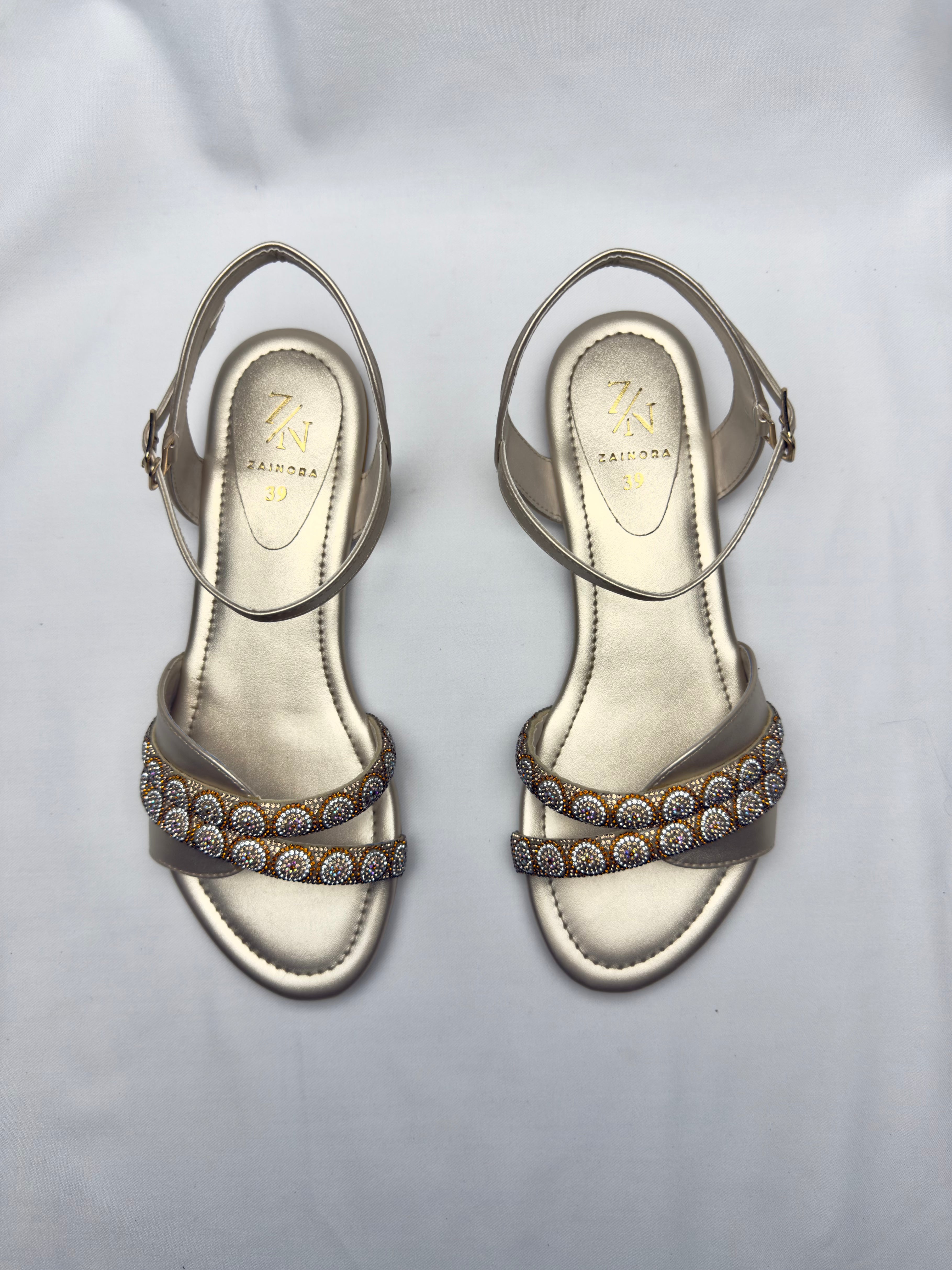 Women's Rhinestone Double Strap Flat Sandals