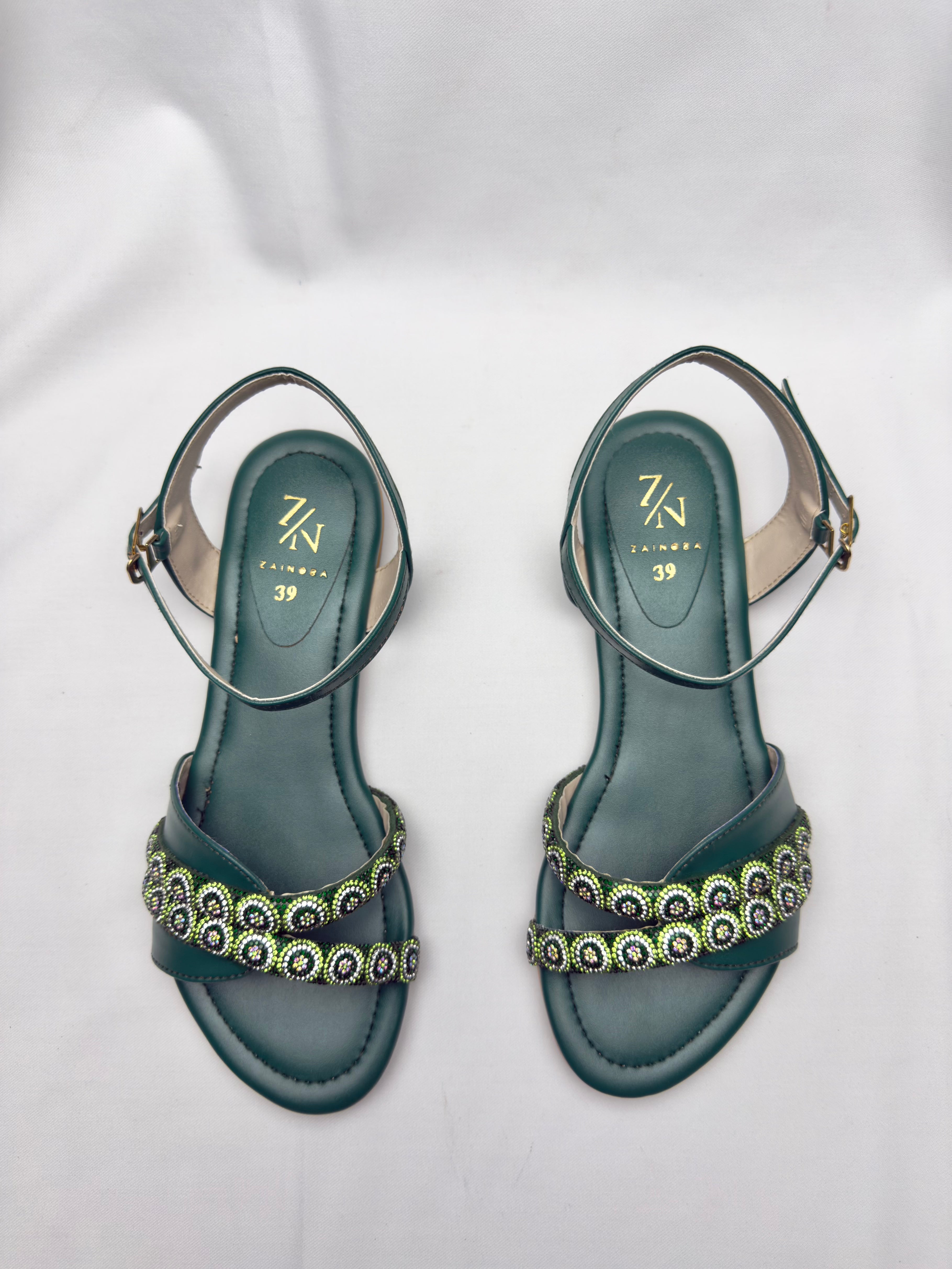 Women's Rhinestone Double Strap Flat Sandals