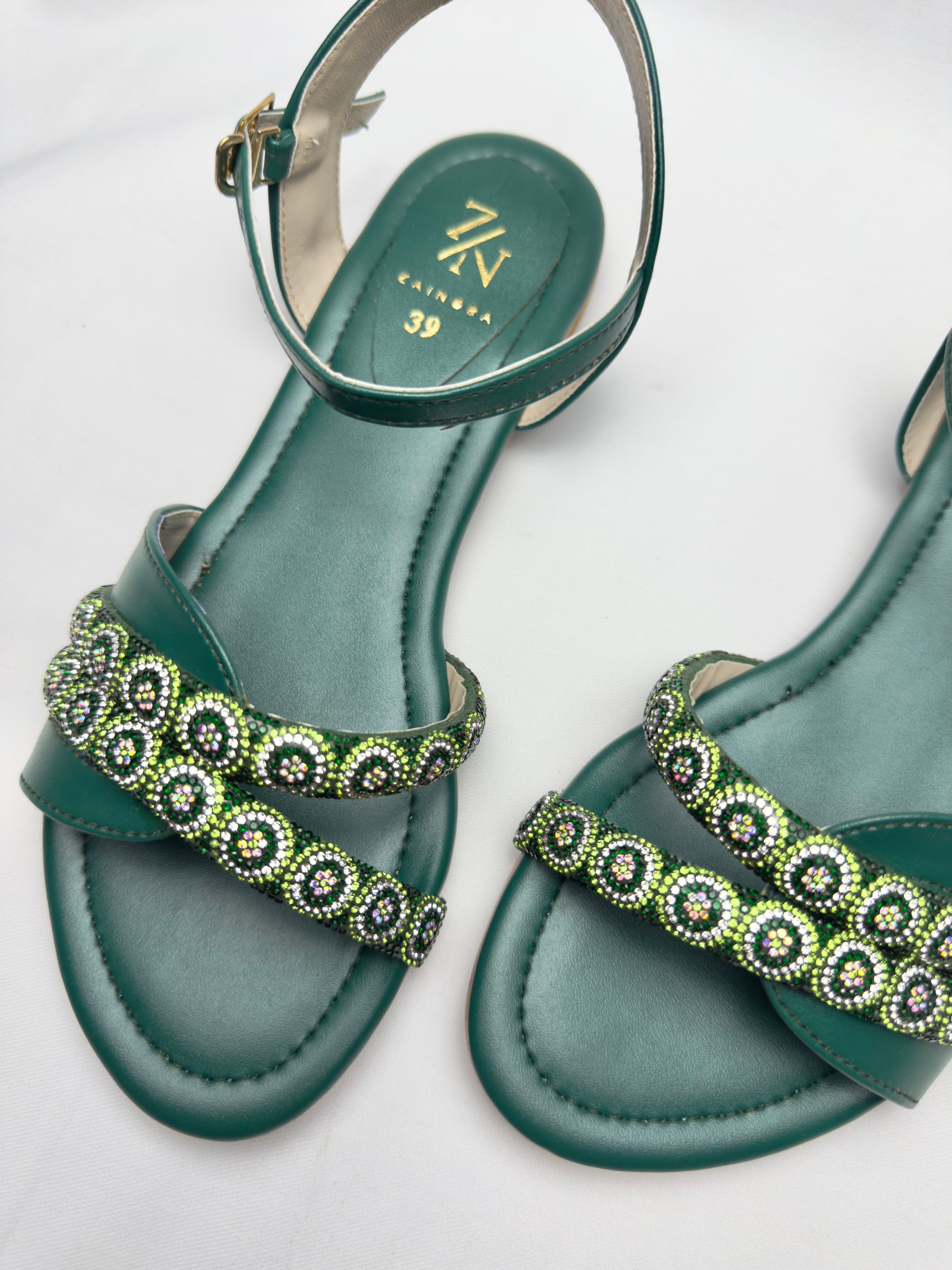 Women's Rhinestone Double Strap Flat Sandals