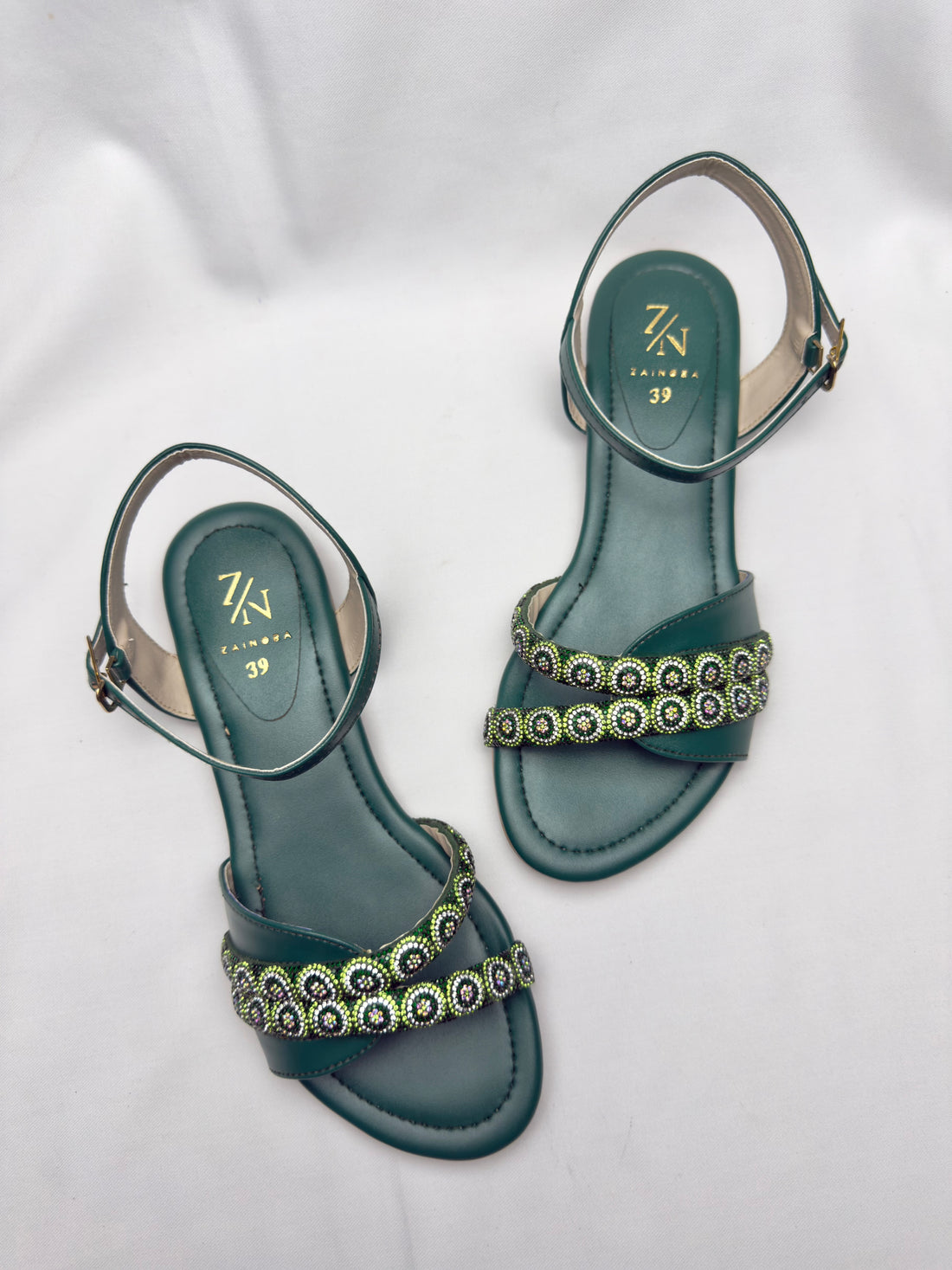 Women's Rhinestone Double Strap Flat Sandals