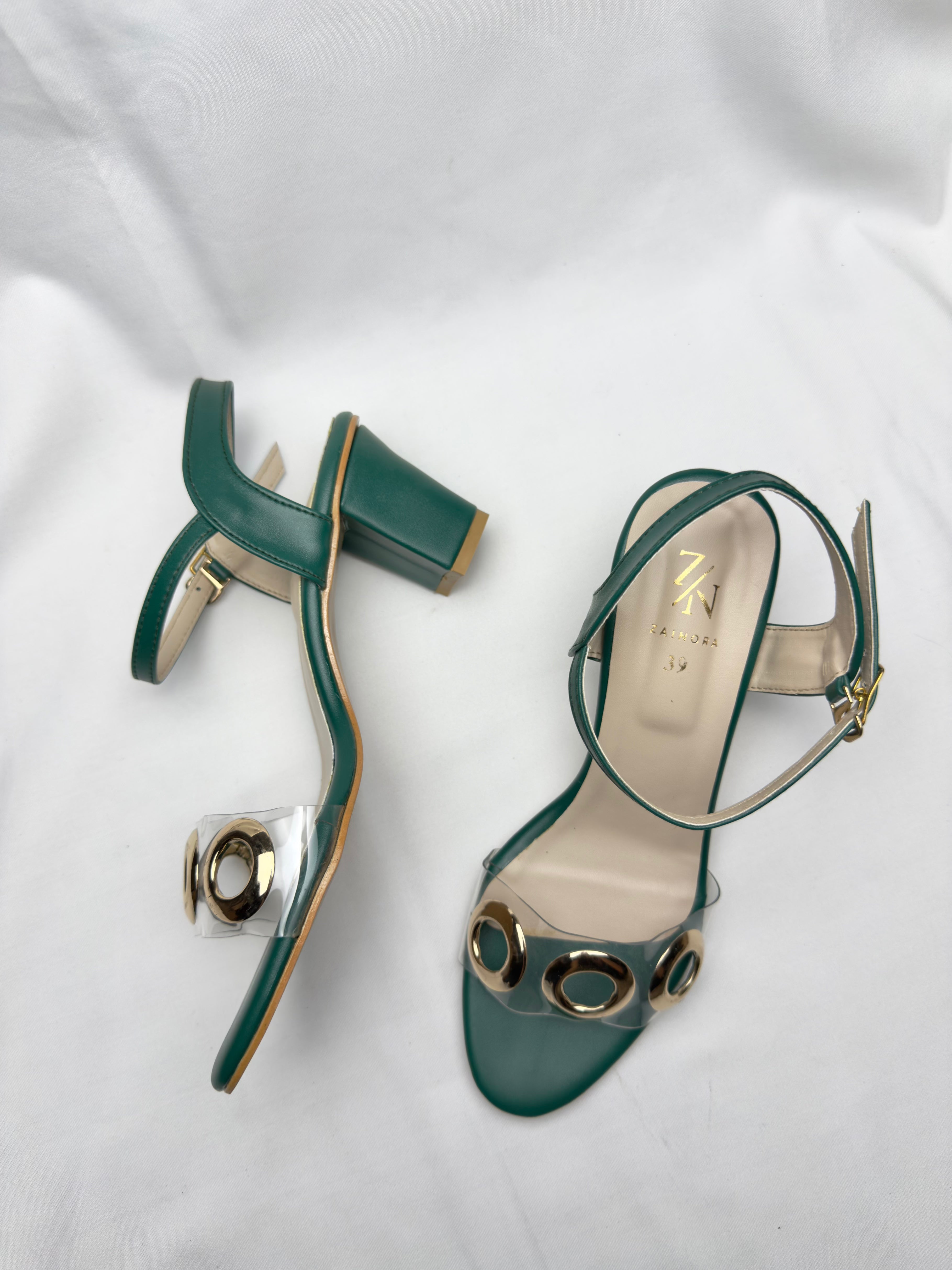 Stylish Green Transparent Strap Sandals
