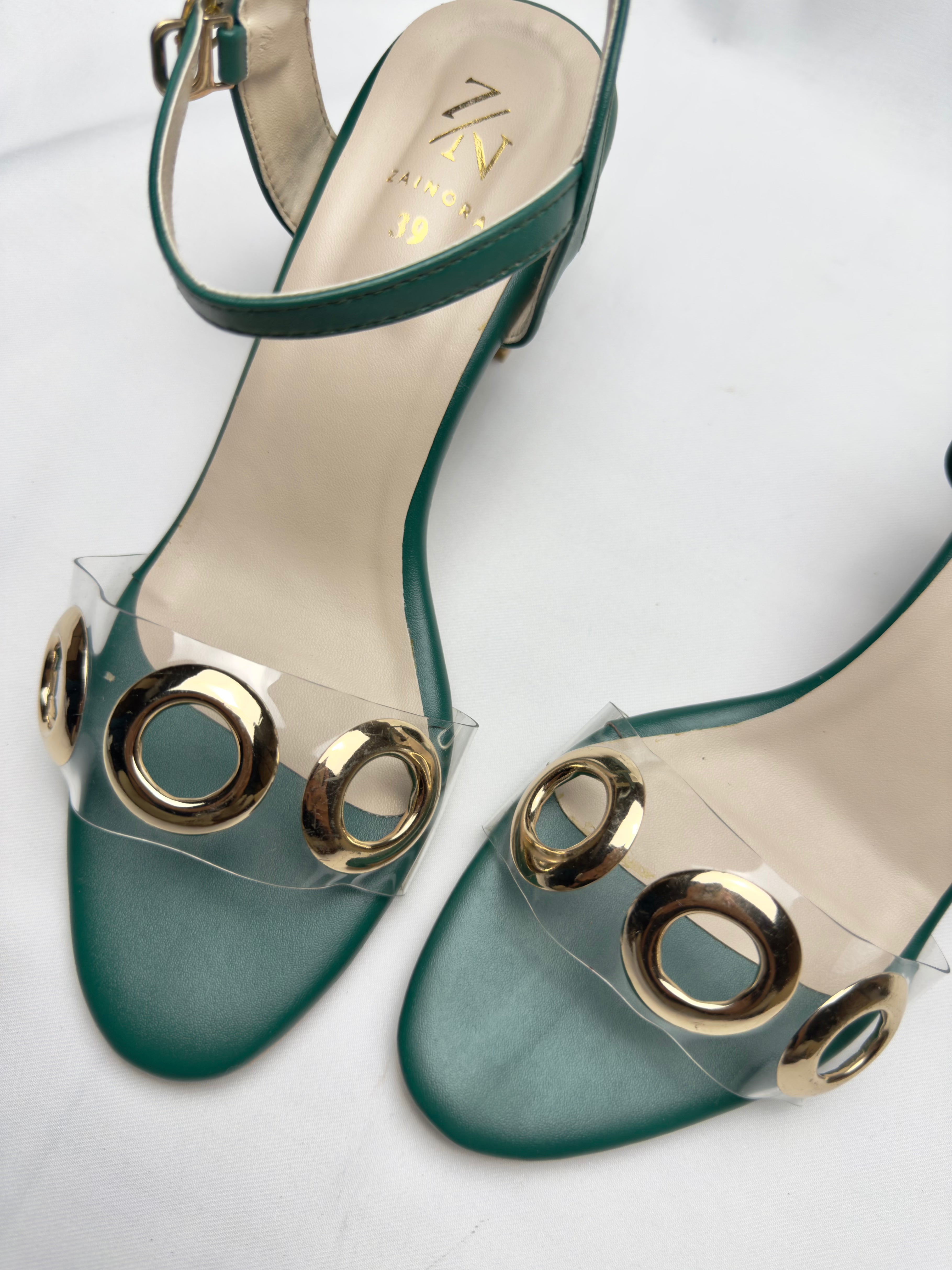 Stylish Green Transparent Strap Sandals
