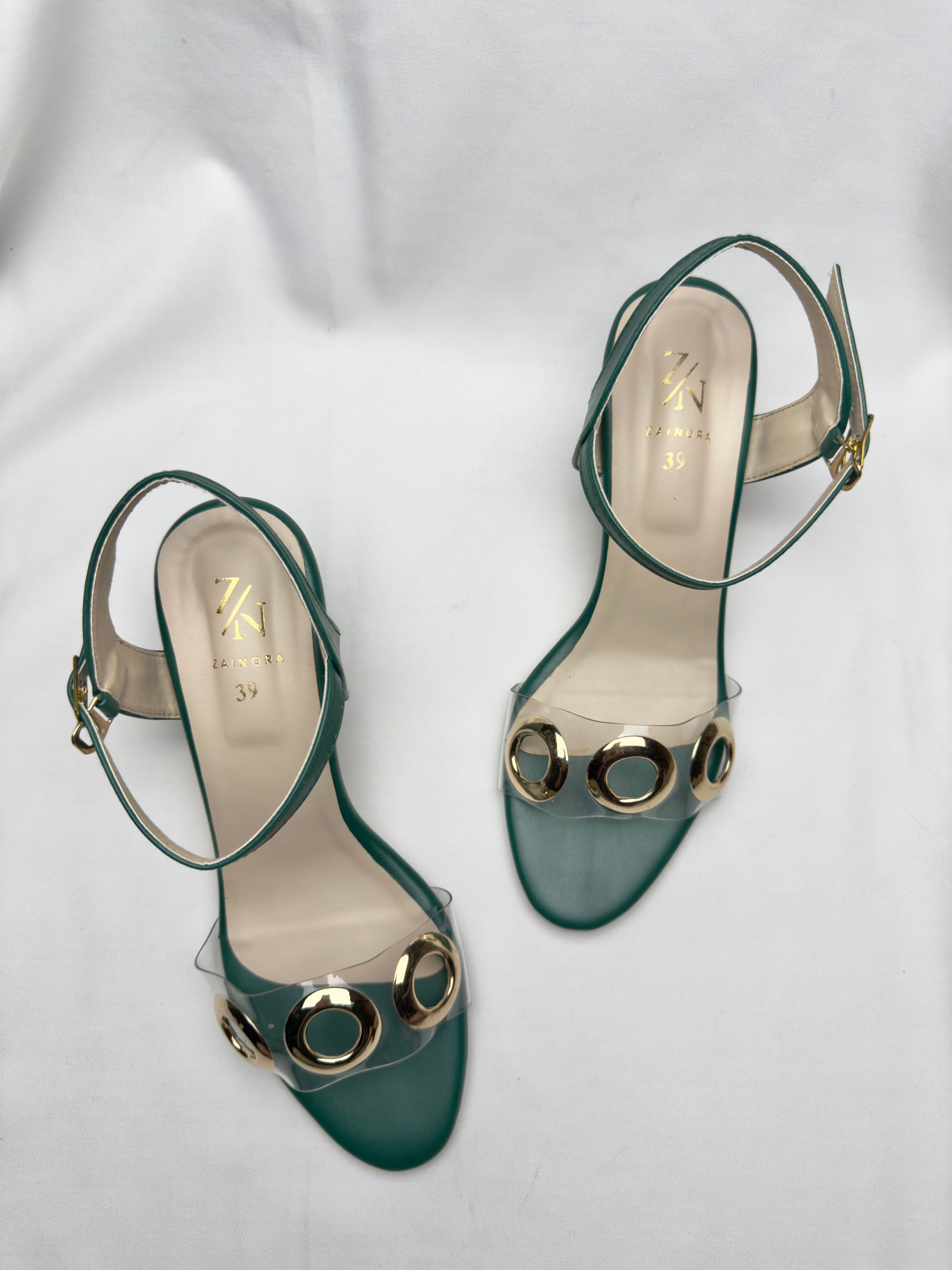 Stylish Green Transparent Strap Sandals