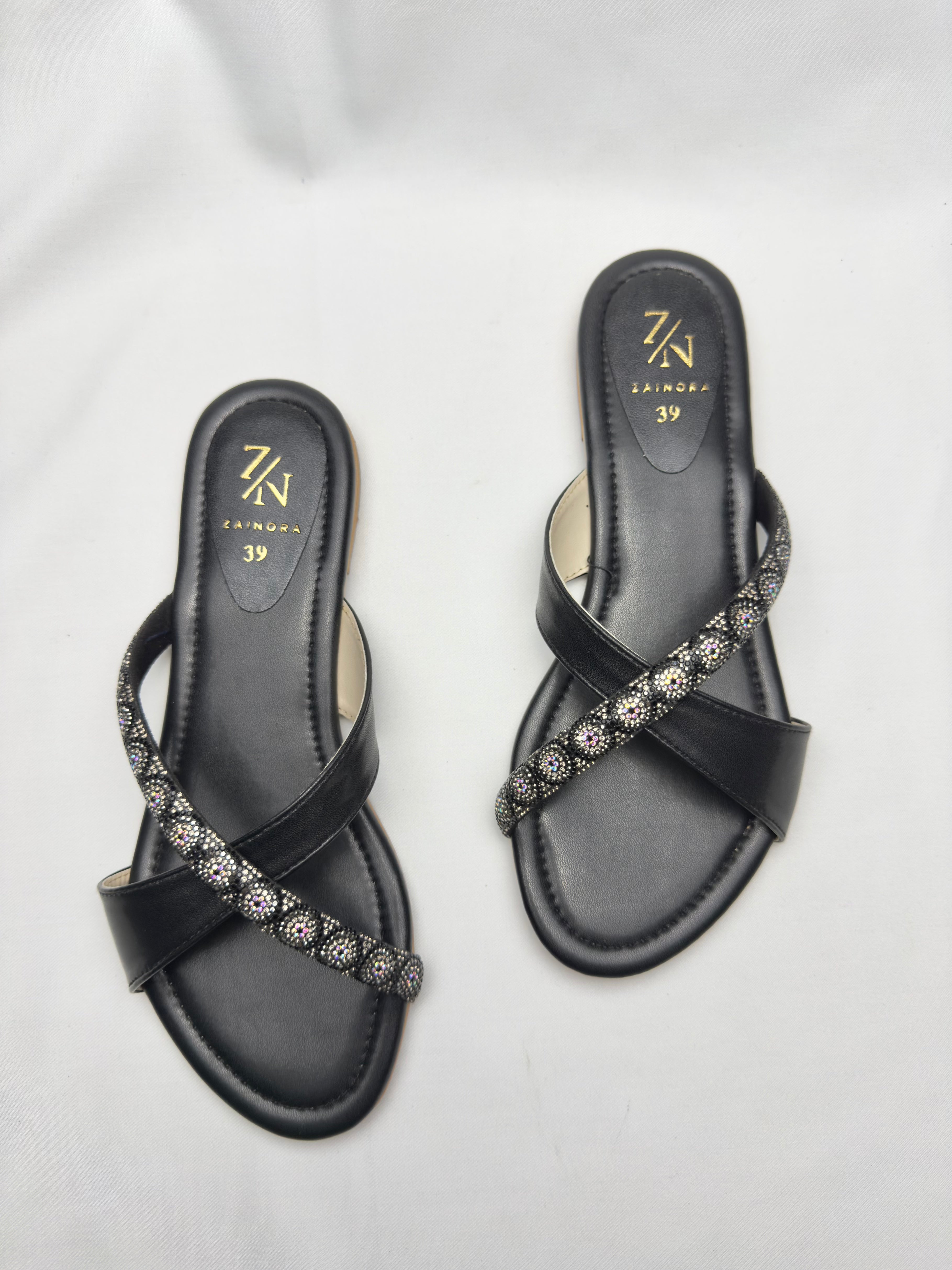 Embellished Cross-Strap Slip-On