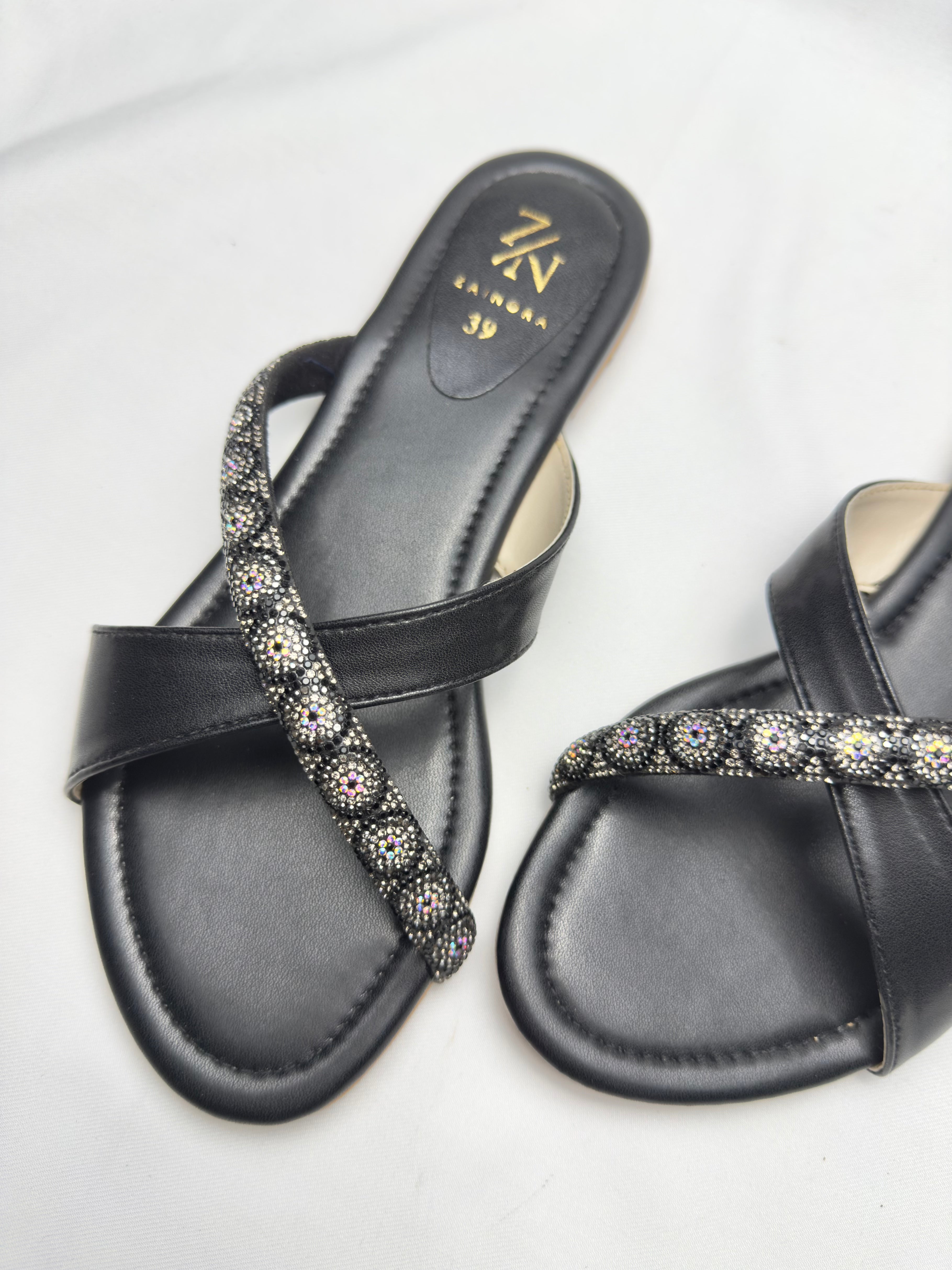 Embellished Cross-Strap Slip-On