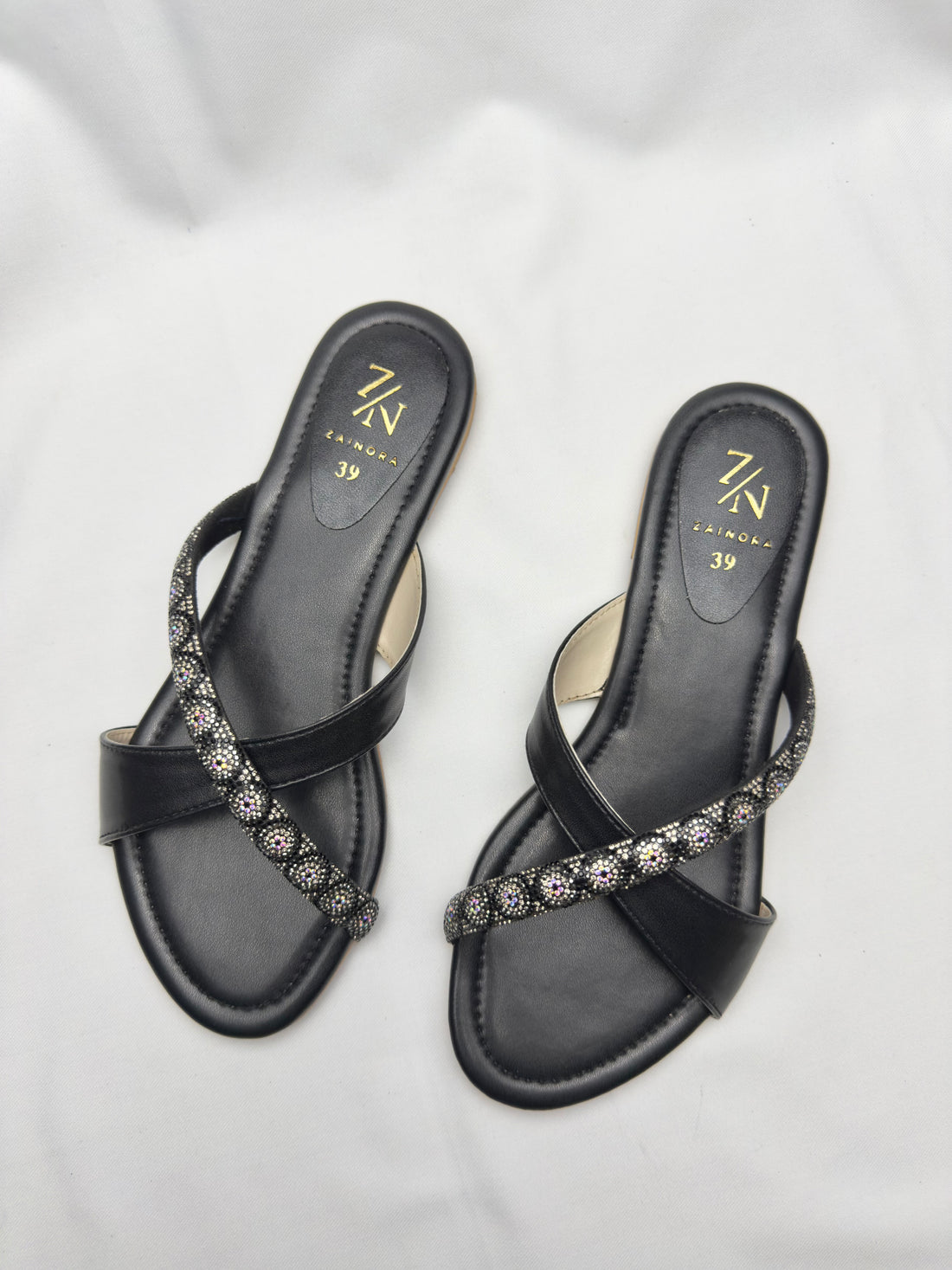 Embellished Cross-Strap Slip-On
