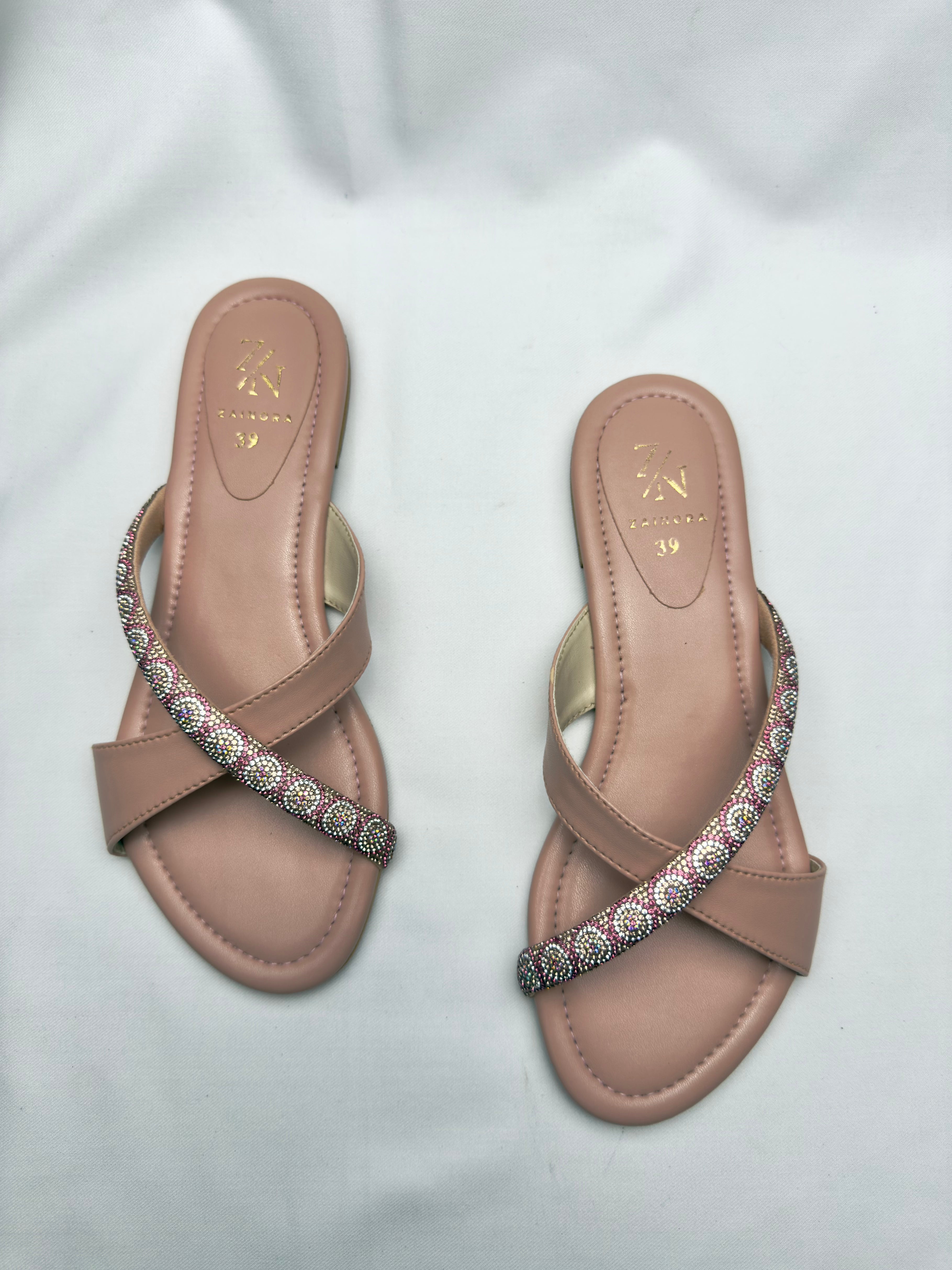 Embellished Cross-Strap Slip-On