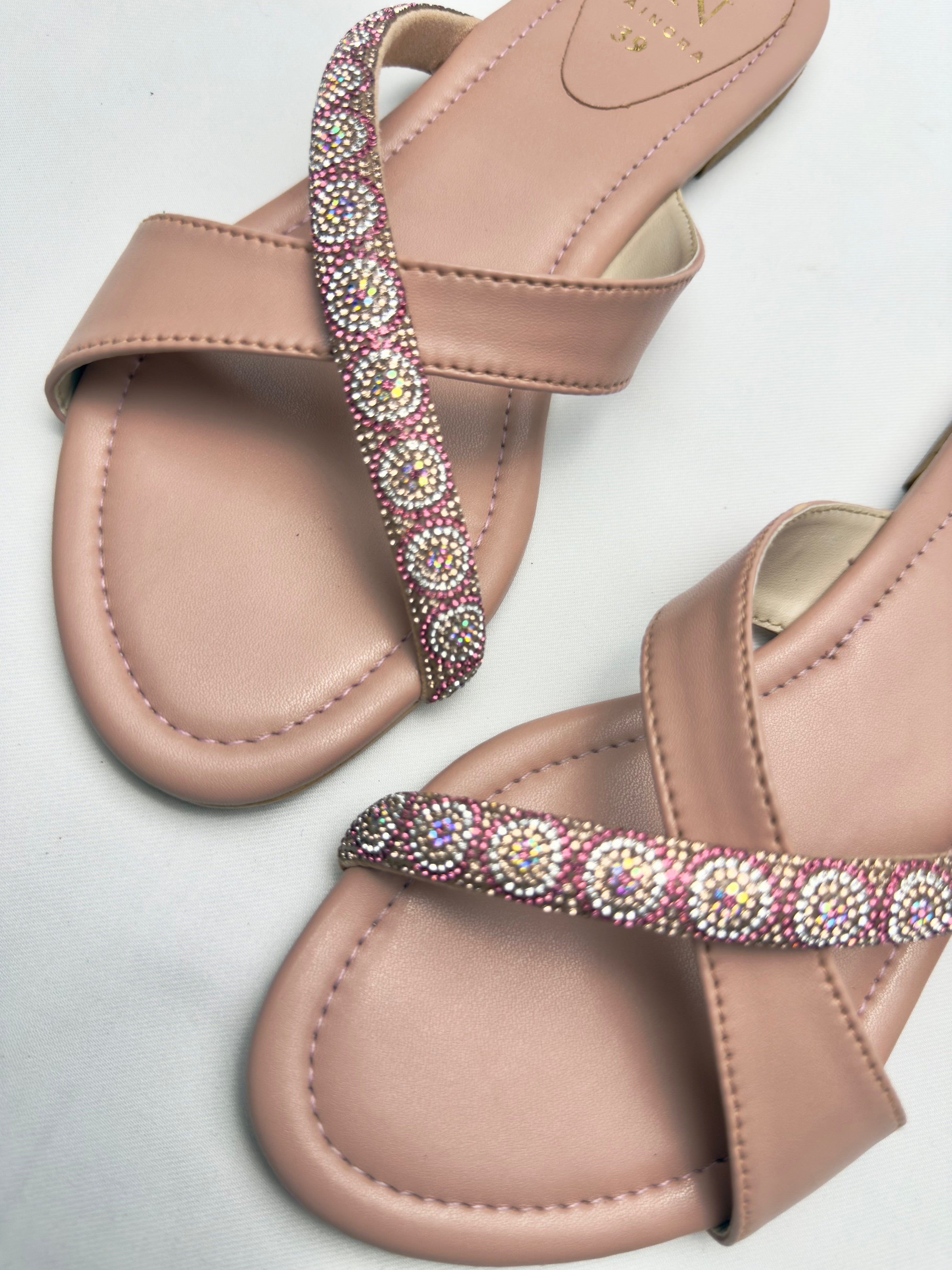 Embellished Cross-Strap Slip-On