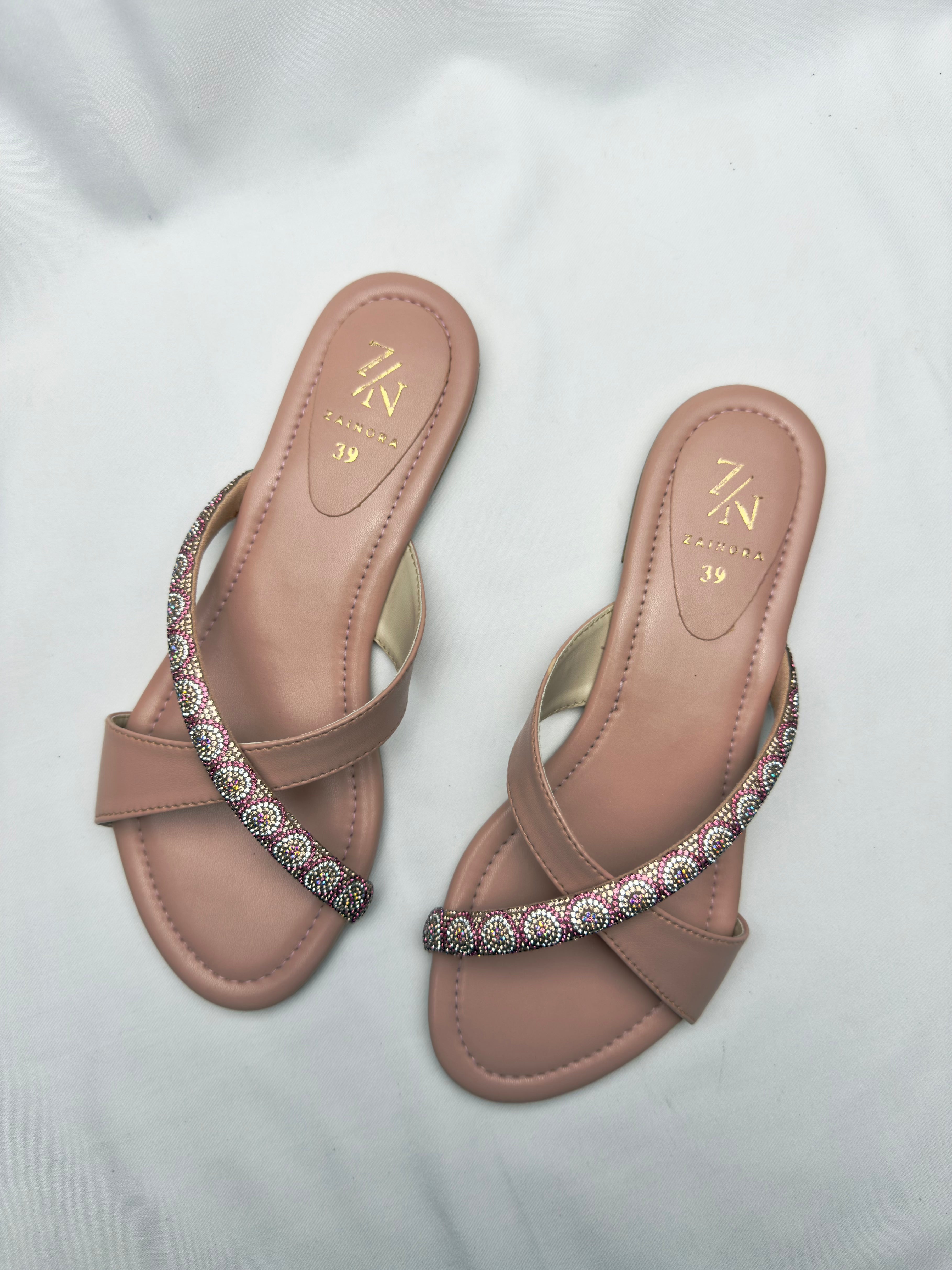 Embellished Cross-Strap Slip-On