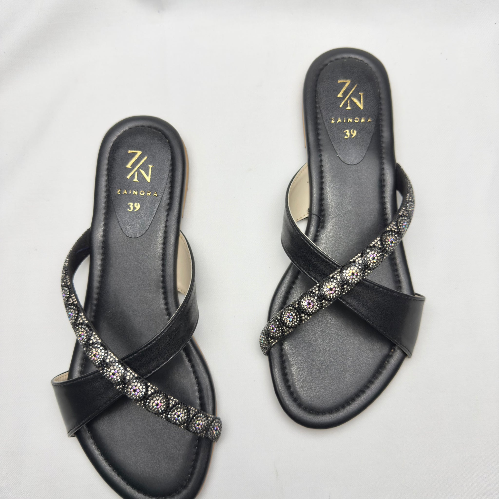 Embellished Cross-Strap Slip-On